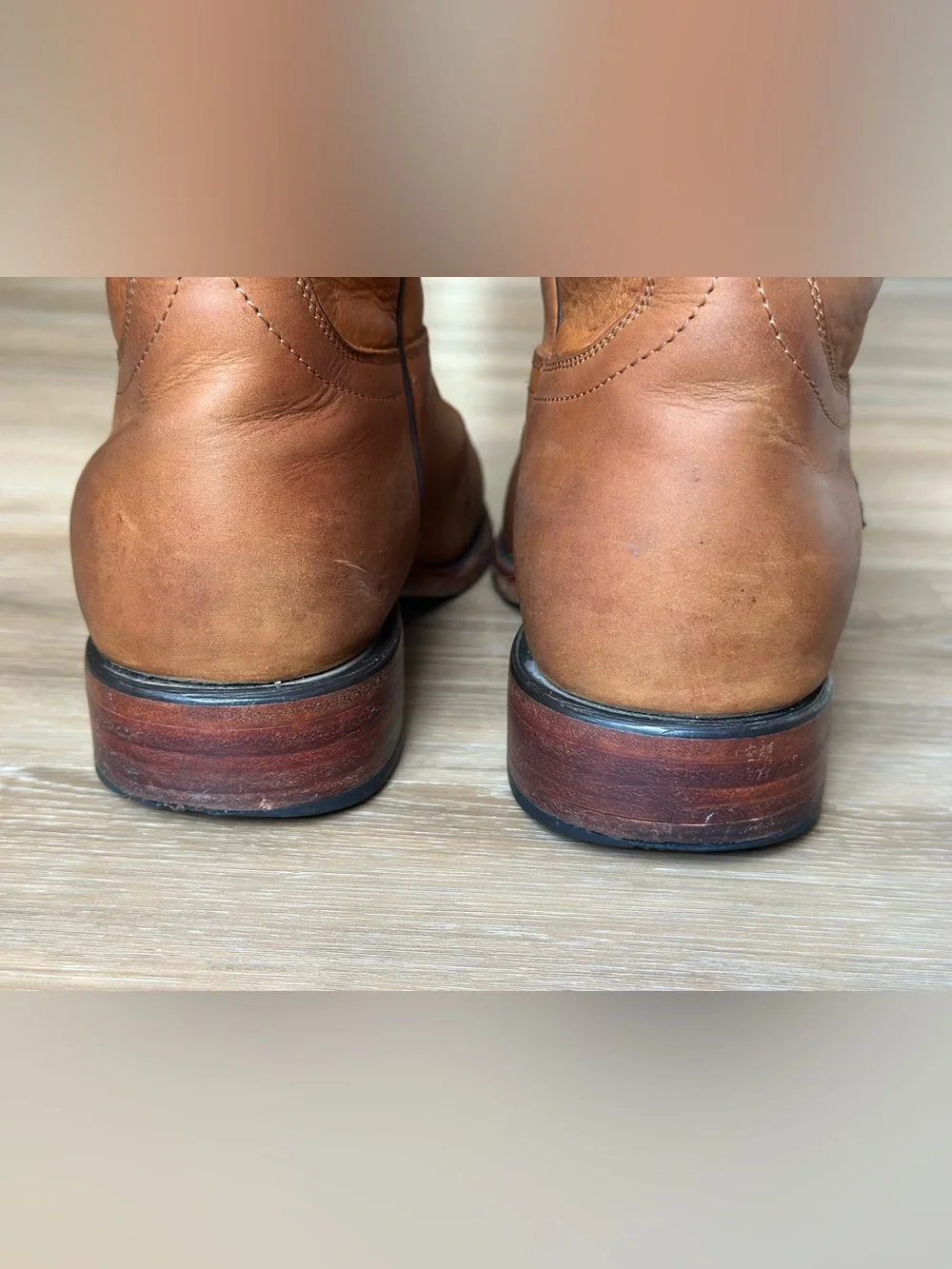Rhodes Footwear Roper Leather Cowboy Boots Mens 10.5  Tan Brown Huckberry